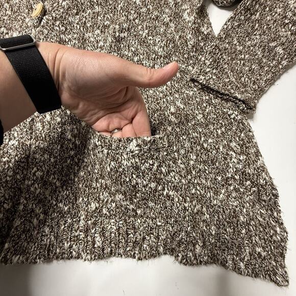 Pure J. Jill Cardigan Sweater Womens L Large Brown Cotton Acrylic Blend Pockets - Picture 4 of 9